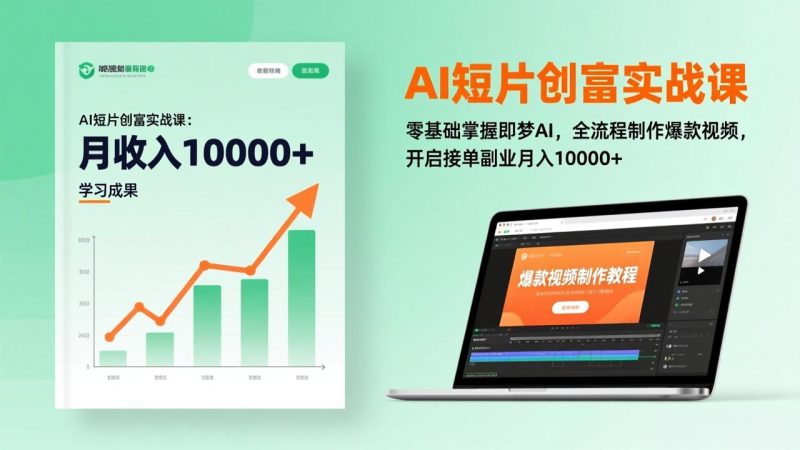 AI短片创富实战课：零基础掌握即梦AI，全流程制作爆款视频，开启接单副业月入10000 (更新-51云资源
