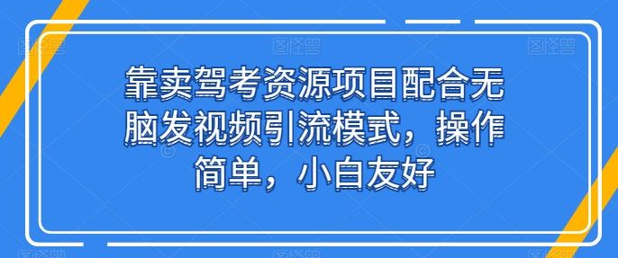 靠卖驾考资源项目配合无脑发视频引流模式，操作简单，小白友好【揭秘】-51云资源
