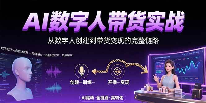 （15548期）AI数字人 带货实战：从数字人创建到带货变现的完整链路-51云资源