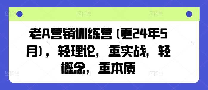 老A营销训练营(更25年1月)，轻理论，重实战，轻概念，重本质-51云资源