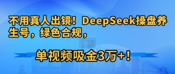 不用真人出镜!DeepSeek操盘养生号,绿色合规,单视频吸金3W !-51云资源