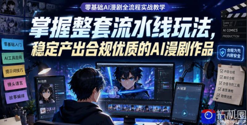 零基础AI漫剧全流程实战教学,掌握整套流水线玩法,稳定产出合规优质的AI漫剧作品-51云资源