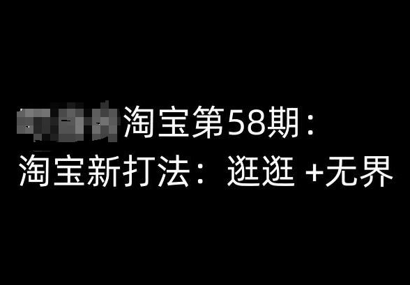 淘宝第58期培训课程，淘宝新打法：逛逛  无界-51云资源