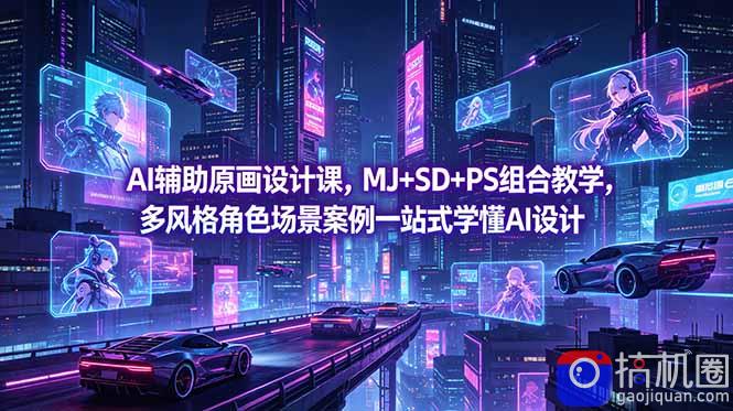 AI辅助原画设计课，MJ SD PS组合教学，多风格角色场景案例一站式学懂AI设计-51云资源