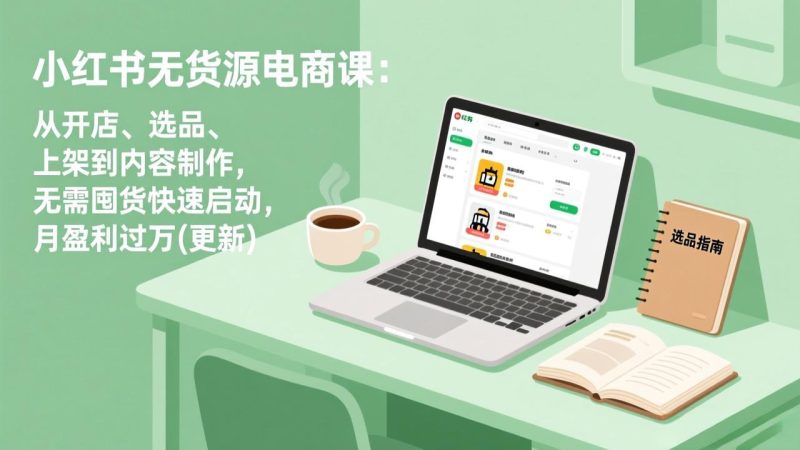 小红书无货源电商课:从开店、选品、上架到内容制作,无需囤货快速启动,月盈利过万(更新-51云资源