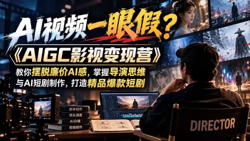 【无水印】AI视频一眼假?《AIGC影视变现营》教你摆脱廉价AI感,掌握导演思维与AI短剧制作,打造精品爆款短剧-51云资源