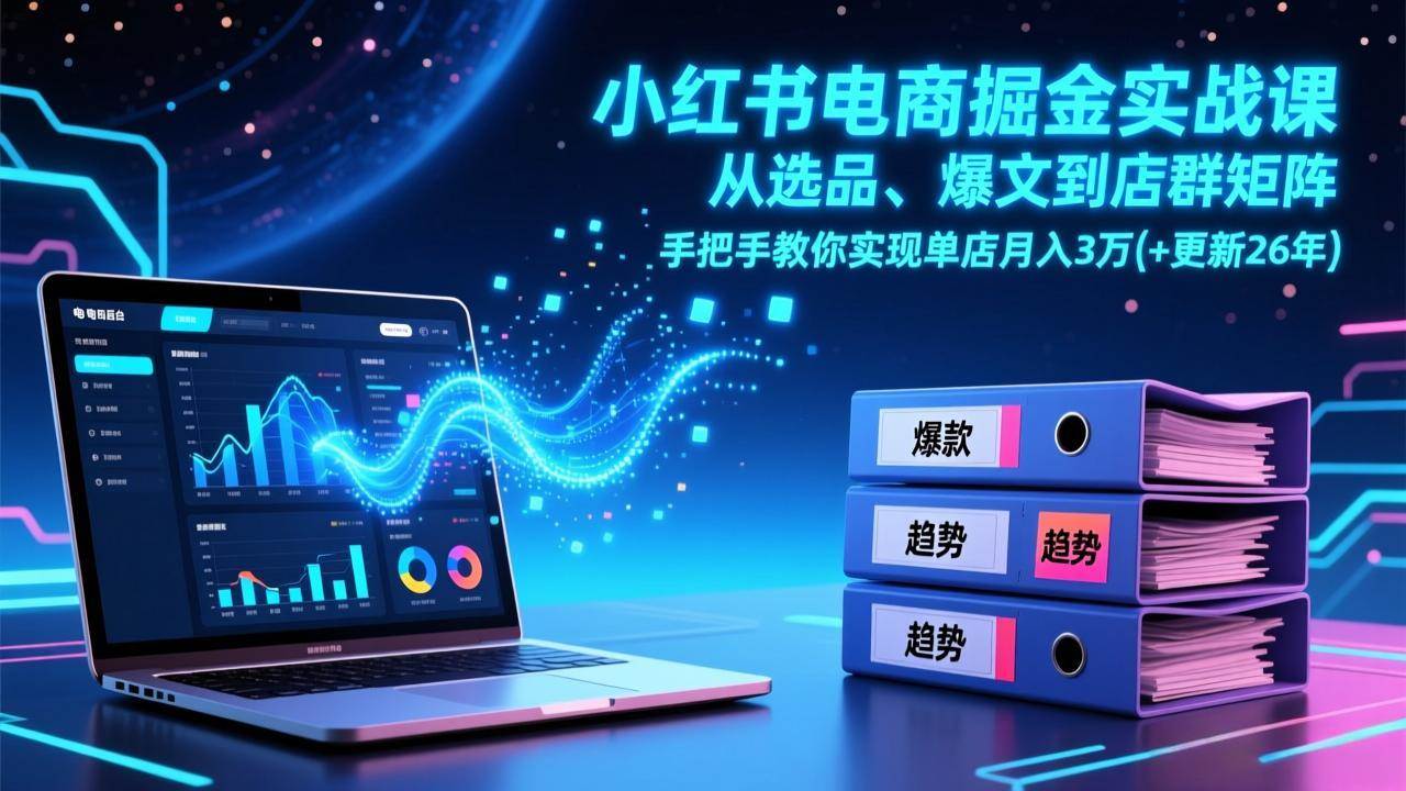 (17290期)小红书电商掘金实战课,从选品、爆文到店群矩阵,手把手教你实现单店月入3万 (更新26年)