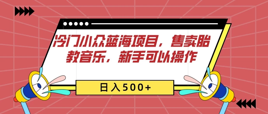 冷门小众蓝海项目，售卖胎教音乐，新手可以操作，日入500 