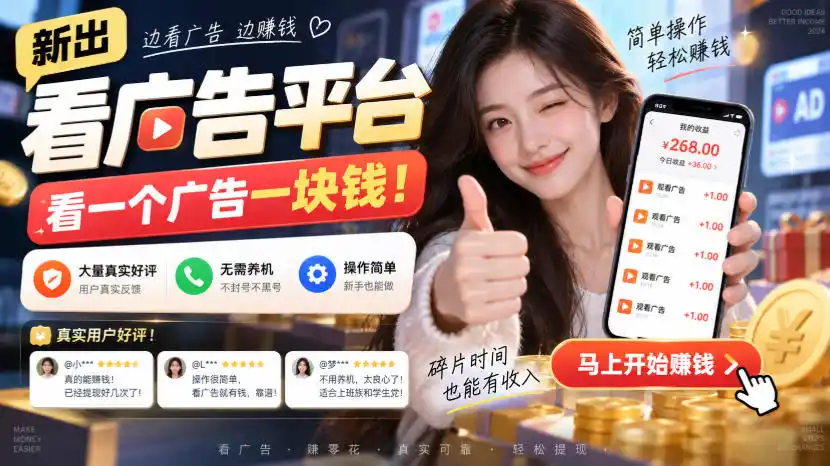 新出看广告平台，看一个广告一块钱，大量真实好评！无需养机、不会黑号，操作简单【揭秘】-51云资源