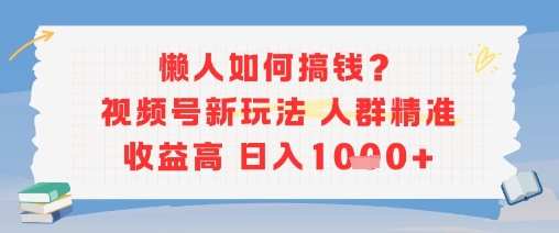 懒人如何搞钱？视频号新玩法，人群精准收益高，日入多张-51云资源
