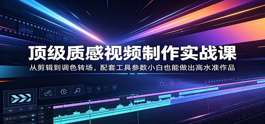 顶级质感视频制作实战课：从剪辑到调色转场，配套工具参数小白也能做出高水准作品-51云资源
