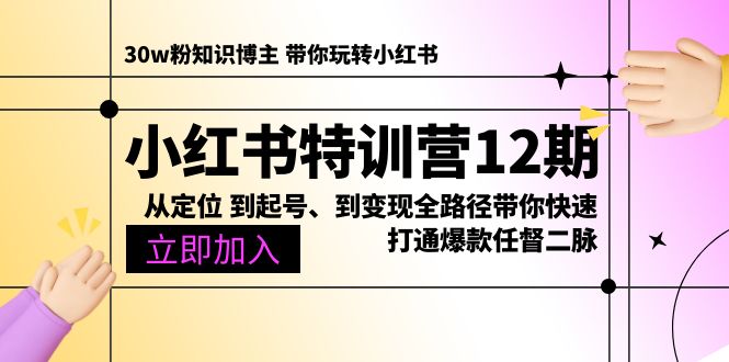 (10666期)小红书特训营12期:从定位 到起号、到变现全路径带你快速打通爆款任督二脉-51云资源