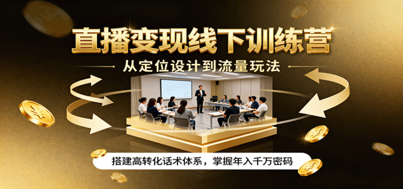 直播变现线下训练营,从定位设计到流量玩法,搭建高转化话术体系,掌握年入千万密码-51云资源