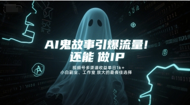 AI鬼故事引爆流量,还能做IP,视频号多渠道收益单日1k ,小白副业、工作室放大的最佳选择