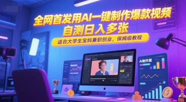 全网首发用AI一键制作爆款视频，自测日入多张，适合大学生宝妈兼职创业，保姆级教程-51云资源