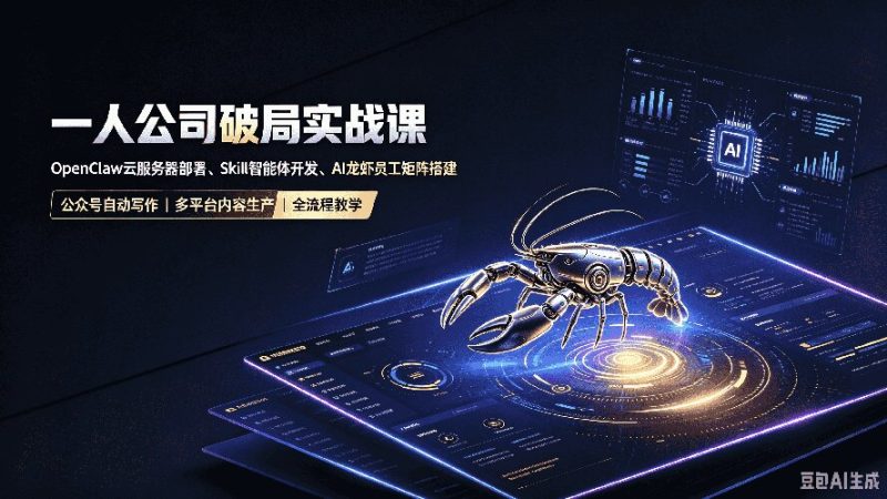 一人公司破局实战课｜OpenClaw云服务器部署、Skill智能体开发、AI龙虾员工矩阵搭建，公众号自动写作与多平台内容…-51云资源