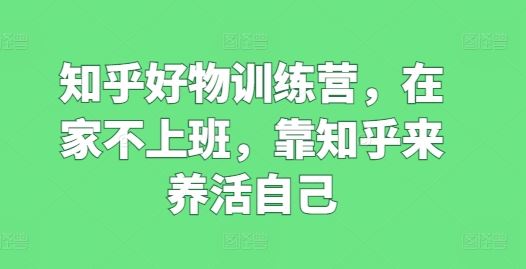 知乎好物训练营,在家不上班,靠知乎来养活自己-51云资源