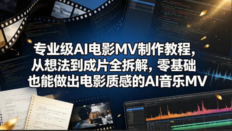 专业级AI电影MV制作教程,从想法到成片全拆解,零基础也能做出电影质感的AI音乐MV-51云资源
