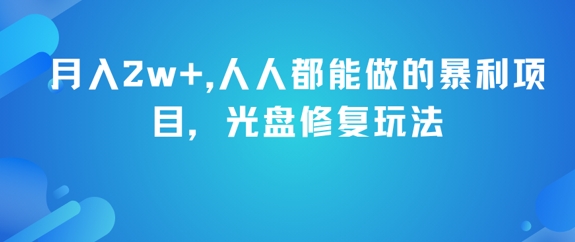 月入2w ,人人都能做的暴利项目,光盘修复玩法-51云资源