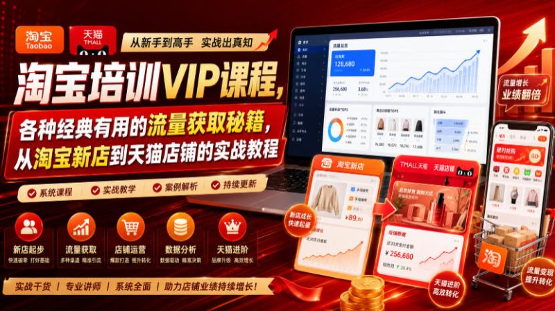 淘宝培训VIP课程，各种经典有用的流量获取秘籍，从淘宝新店到天猫店铺的实战教程(更新08月20日)-51云资源
