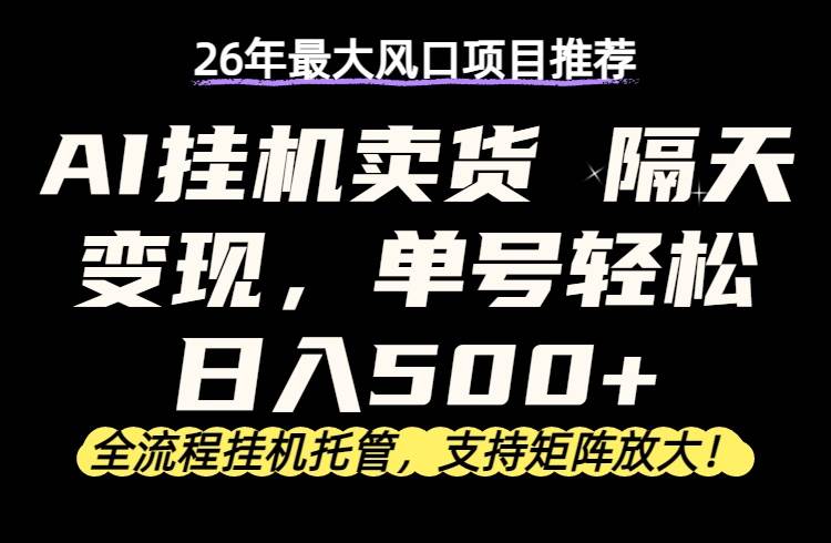 （17933期）26年最新AI挂机卖货，隔天出收益，单账号轻松日入500-51云资源