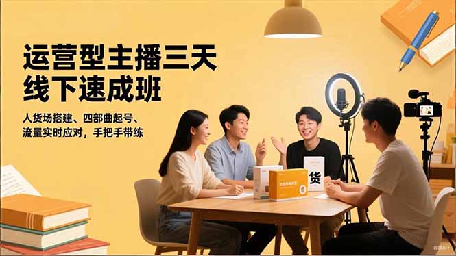 运营型主播三天线下班，人货场搭建,四部曲起号,流量实时应对，手把手带练-51云资源