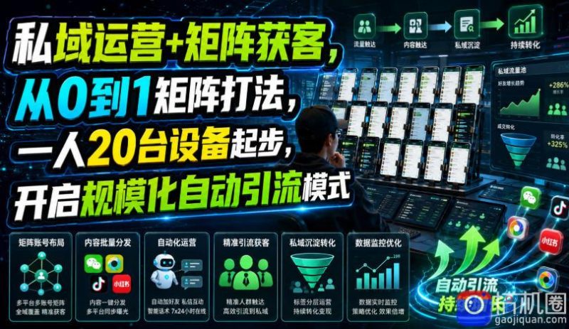 私域运营 矩阵获客,从0到1矩阵打法,一人20台设备起步,开启规模化自动引流模式!-51云资源
