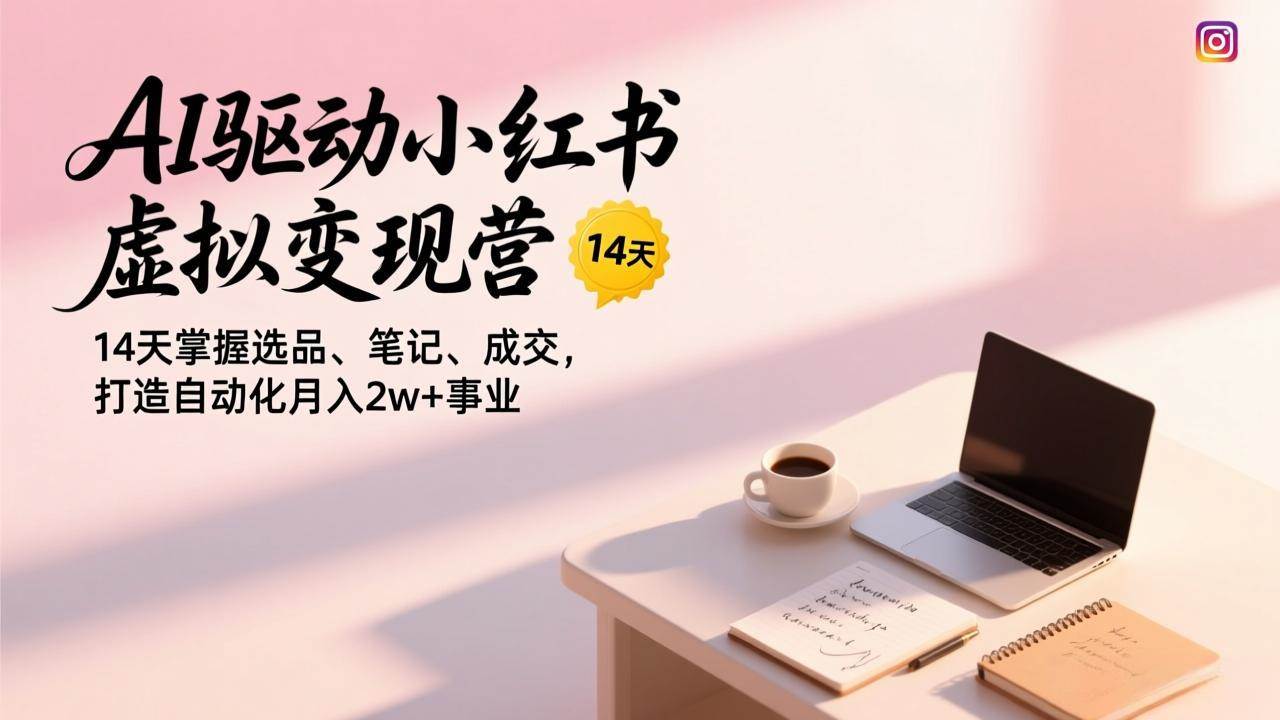 (17204期)AI驱动小红书虚拟变现营,14天掌握选品、笔记、成交,打造自动化月入2w 事业