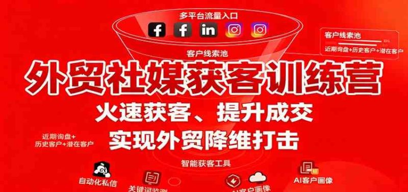 外贸社媒获客训练营，火速获客、提升成交，实现外贸降维打击-51云资源