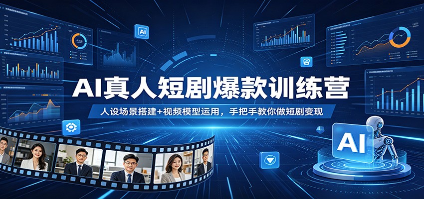 AI真人短剧爆款训练营：人设场景搭建 视频模型运用，手把手教你做短剧变现