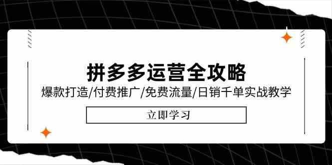 拼多多运营全攻略,爆款打造/付费推广/免费流量/日销千单实战教学/6月更新