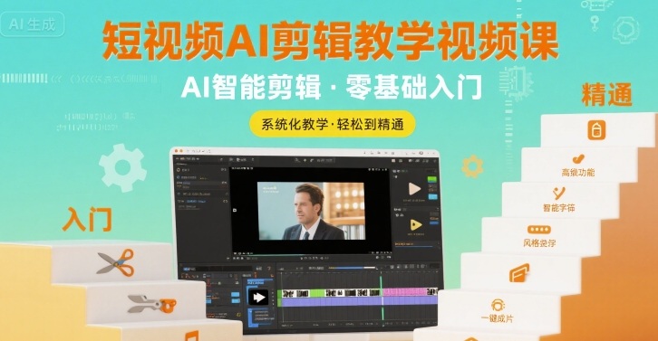 短视频AI剪辑教学视频课,入门到精通-51云资源