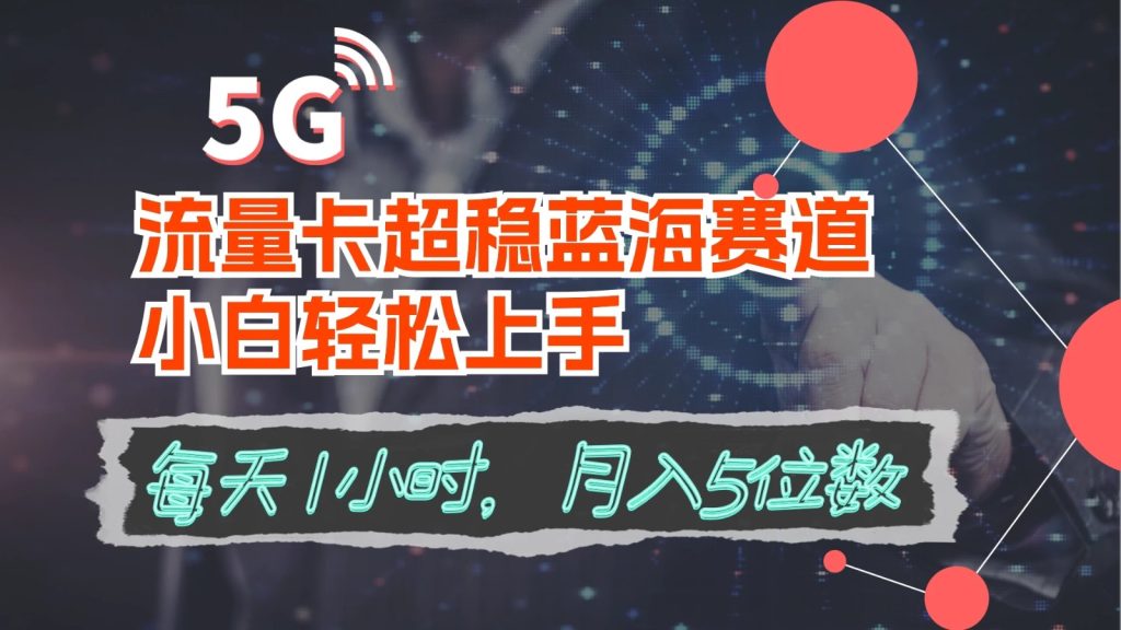 流量卡超稳蓝海赛道，小白轻松上手，每天1小时，月入5位数-51云资源