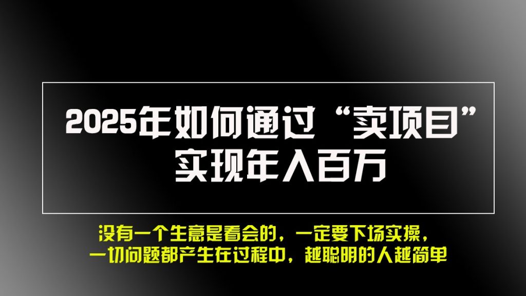 2025年如何通过“卖项目”实现年入百万-51云资源