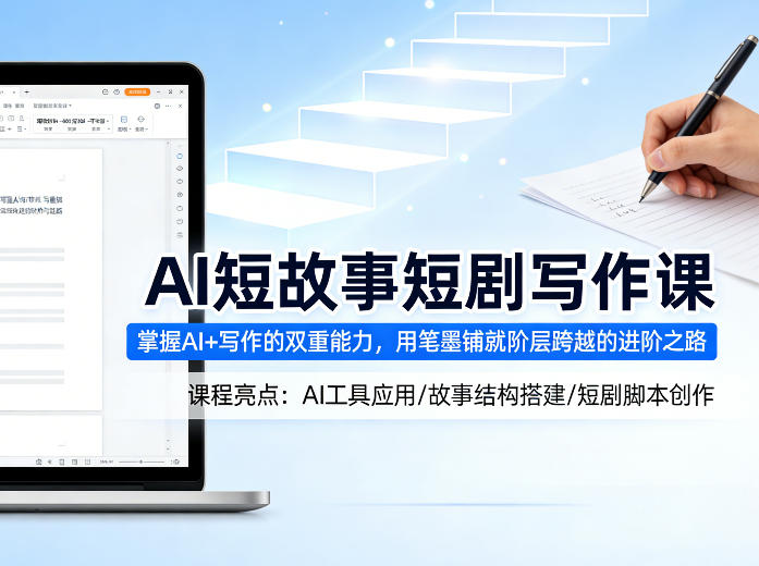 AI短故事短剧写作课，掌握AI 写作的双重能力，用笔墨铺就阶层跨越的进阶之路-51云资源