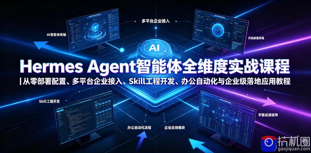 Hermes Agent智能体全维度实战课程｜从零部署配置、多平台企业接入、Skill工程开发、办公自动化与企业级落地应用教程-51云资源