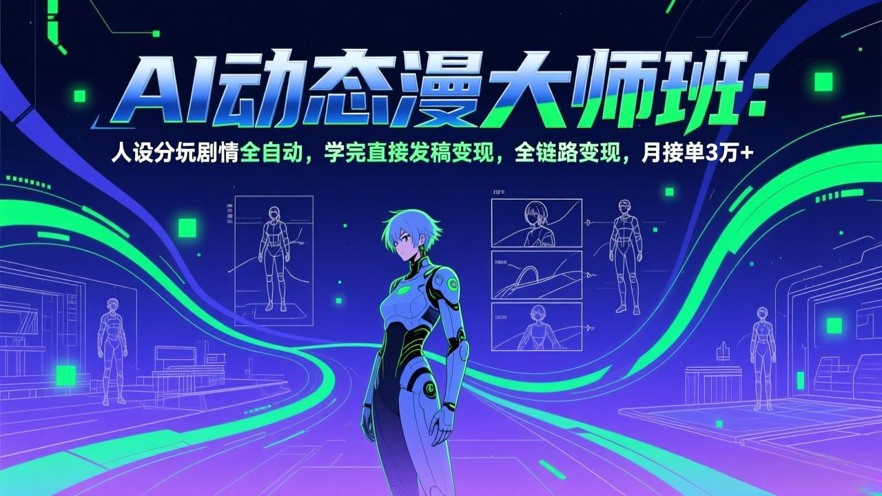 AI动态漫剧大师班:人设分镜剧情全自动,学完直接发稿变现,全链路变现,月接单3万