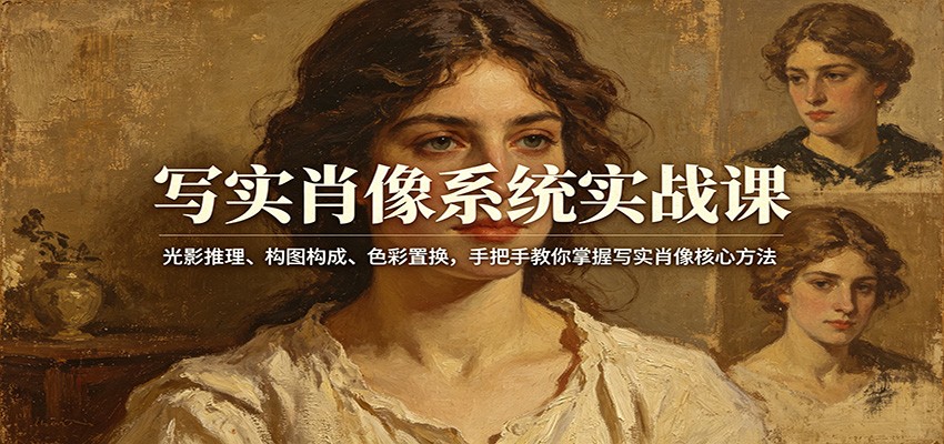 写实肖像系统实战课:光影推理、构图构成、色彩置换,手把手教你掌握写实肖像核心方法-51云资源