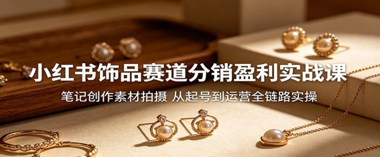 小红书饰品赛道分销盈利实战课：笔记创作素材拍摄，从起号到运营全链路实操-51云资源