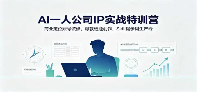 AI一人公司IP实战特训营:商业定位账号装修,爆款选题创作,Skill提示词生产线-51云资源
