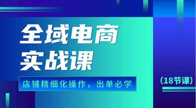全域电商实战课，个人店铺精细化操作流程，出单必学内容（18节课）-51云资源