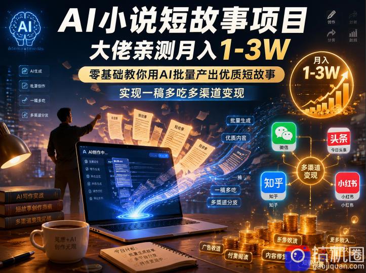 AI小说短故事项目,大佬亲测月入1-3W,零基础教你用AI批量产出优质短故事,实现一稿多吃多渠道变现(更新0710)