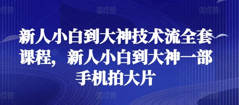 新人小白到大神技术流全套课程，新人小白到大神一部手机拍大片-51云资源