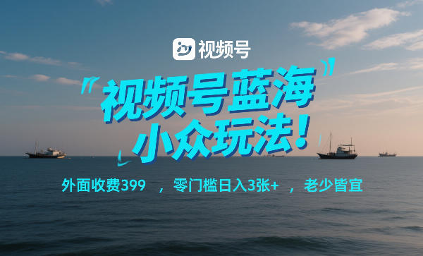 视频号蓝海小众玩法！外面收费399，零门槛日入3张 ，老少皆宜-51云资源
