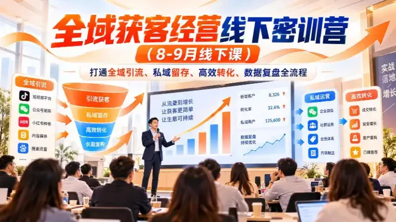 全域获客经营线下密训营(8-9月线下课),打通全域引流、私域留存、高效转化、数据复盘全流程-51云资源