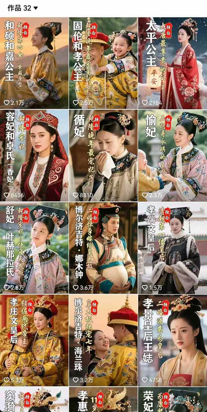 （15927期）历史女性人物创作课：独白文案 AI克隆 蒙版剪辑，3个月涨粉22w 副业月入3w
