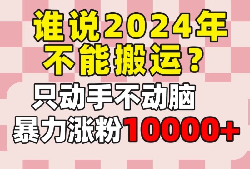 谁说2024年不能搬运?只动手不动脑,自媒体平台单月暴力涨粉10000-51云资源