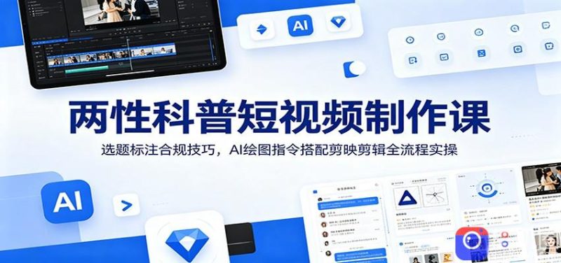两性科普短视频制作课：选题标注合规技巧，AI绘图指令搭配剪映剪辑全流程实操-51云资源
