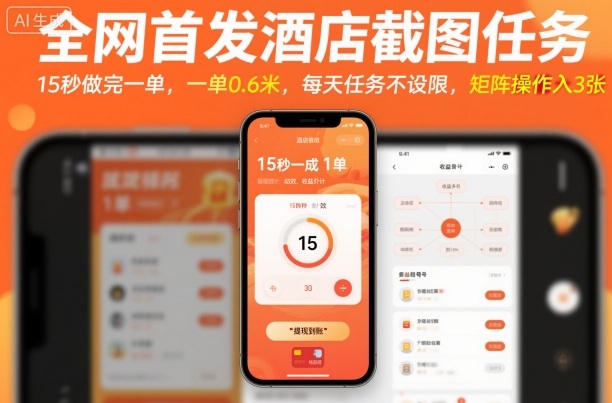 全网首发酒店截图任务,15秒做完一单,一单0.6米,每天任务不设限,矩阵操作日入3张【揭秘】-51云资源