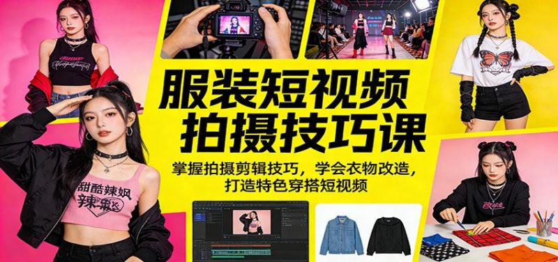 服装短视频拍摄技巧课:掌握拍摄剪辑技巧,学会衣物改造,打造特色穿搭短视频-51云资源